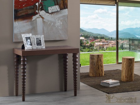 TAVOLO CONSOLLE ALLUNGABILE IN LEGNO CON PIANO IN ROVERE 